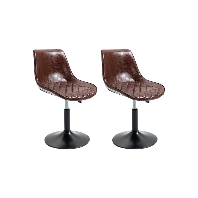 Industrial Bar and Counter Stool Adjustable Height Stool with Pedestal Base in Black Yellow-Brown 2 Piece Set Short Stool(18"H) Clearhalo 'Bar Furniture' 'Bar Stools' 'bar_stools' 'furn' 'furn_bar_stools' 'Furniture' 'furniture_bar_stools' 'Kitchen & Dining Furniture' 4830169