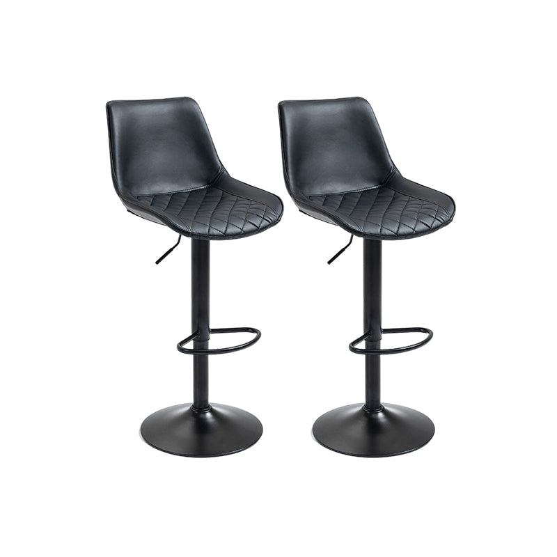 Industrial Bar and Counter Stool Adjustable Height Stool with Pedestal Base in Black Black 2 Piece Set Bar Stool(30"H) Clearhalo 'Bar Furniture' 'Bar Stools' 'bar_stools' 'furn' 'furn_bar_stools' 'Furniture' 'furniture_bar_stools' 'Kitchen & Dining Furniture' 4830171