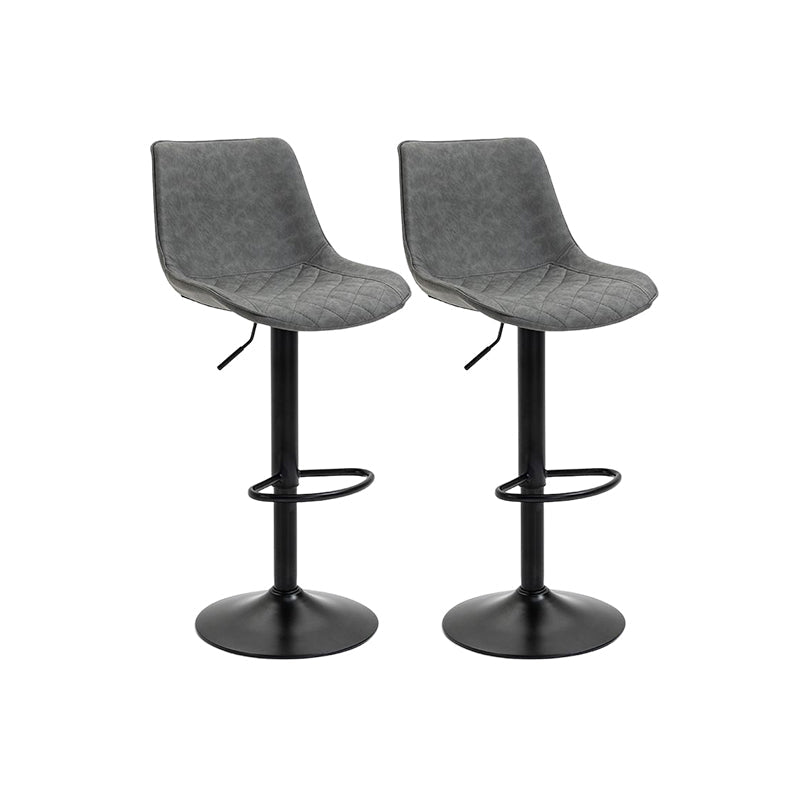 Industrial Bar and Counter Stool Adjustable Height Stool with Pedestal Base in Black Grey 2 Piece Set Bar Stool(30"H) Clearhalo 'Bar Furniture' 'Bar Stools' 'bar_stools' 'furn' 'furn_bar_stools' 'Furniture' 'furniture_bar_stools' 'Kitchen & Dining Furniture' 4830172