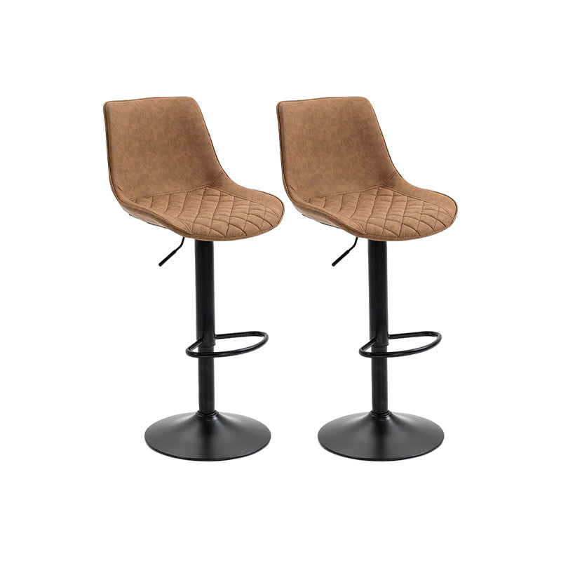 Industrial Bar and Counter Stool Adjustable Height Stool with Pedestal Base in Black Brown 2 Piece Set Bar Stool(30"H) Clearhalo 'Bar Furniture' 'Bar Stools' 'bar_stools' 'furn' 'furn_bar_stools' 'Furniture' 'furniture_bar_stools' 'Kitchen & Dining Furniture' 4830174
