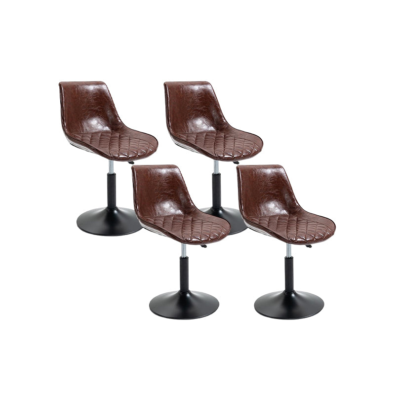 Industrial Bar and Counter Stool Adjustable Height Stool with Pedestal Base in Black Yellow-Brown 4 Piece Set Short Stool(18"H) Clearhalo 'Bar Furniture' 'Bar Stools' 'bar_stools' 'furn' 'furn_bar_stools' 'Furniture' 'furniture_bar_stools' 'Kitchen & Dining Furniture' 4830183