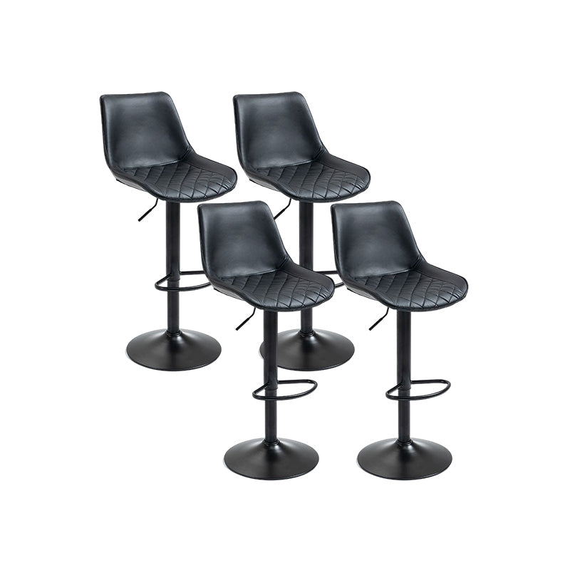 Industrial Bar and Counter Stool Adjustable Height Stool with Pedestal Base in Black Black 4 Piece Set Bar Stool(30"H) Clearhalo 'Bar Furniture' 'Bar Stools' 'bar_stools' 'furn' 'furn_bar_stools' 'Furniture' 'furniture_bar_stools' 'Kitchen & Dining Furniture' 4830185