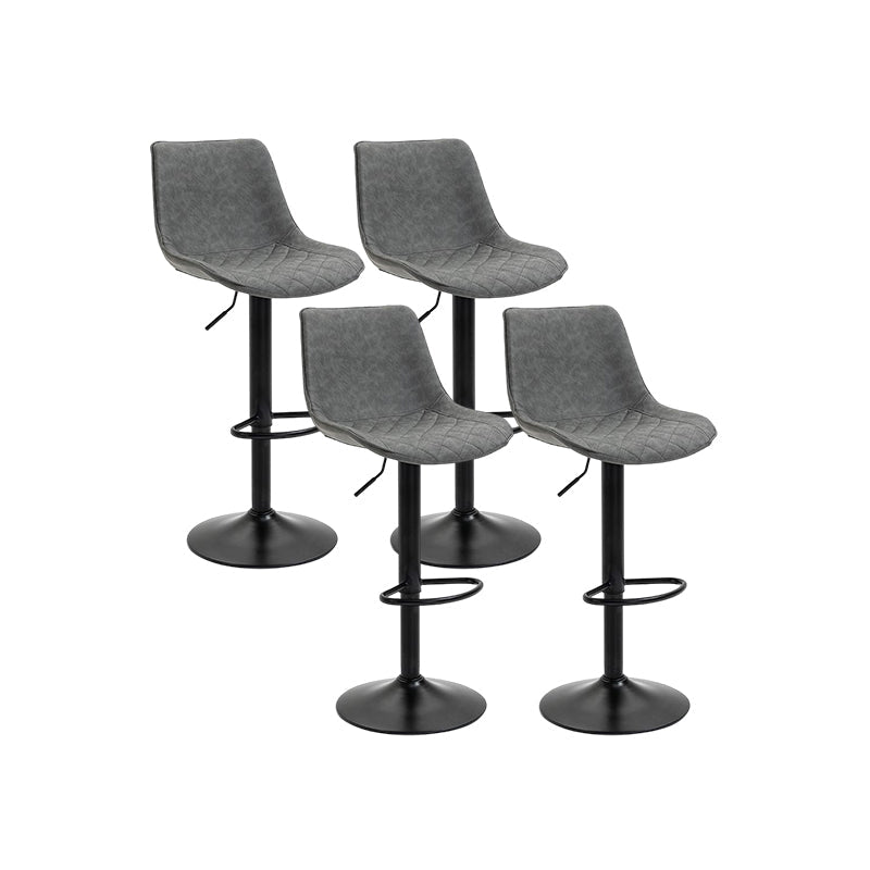 Industrial Bar and Counter Stool Adjustable Height Stool with Pedestal Base in Black Grey 4 Piece Set Bar Stool(30"H) Clearhalo 'Bar Furniture' 'Bar Stools' 'bar_stools' 'furn' 'furn_bar_stools' 'Furniture' 'furniture_bar_stools' 'Kitchen & Dining Furniture' 4830186