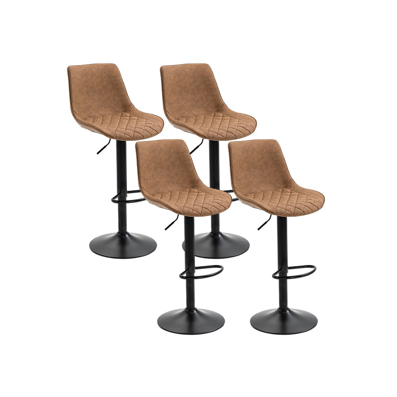 Industrial Bar and Counter Stool Adjustable Height Stool with Pedestal Base in Black Brown 4 Piece Set Bar Stool(30"H) Clearhalo 'Bar Furniture' 'Bar Stools' 'bar_stools' 'furn' 'furn_bar_stools' 'Furniture' 'furniture_bar_stools' 'Kitchen & Dining Furniture' 4830188