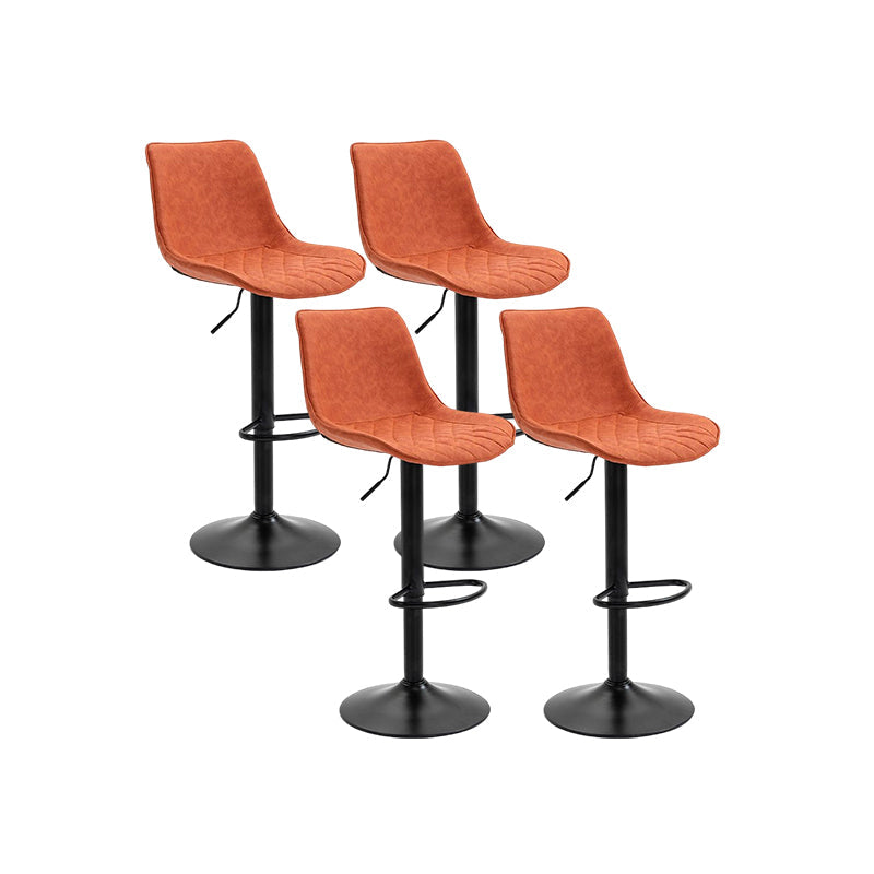 Industrial Bar and Counter Stool Adjustable Height Stool with Pedestal Base in Black Orange Yellow 4 Piece Set Bar Stool(30"H) Clearhalo 'Bar Furniture' 'Bar Stools' 'bar_stools' 'furn' 'furn_bar_stools' 'Furniture' 'furniture_bar_stools' 'Kitchen & Dining Furniture' 4830189