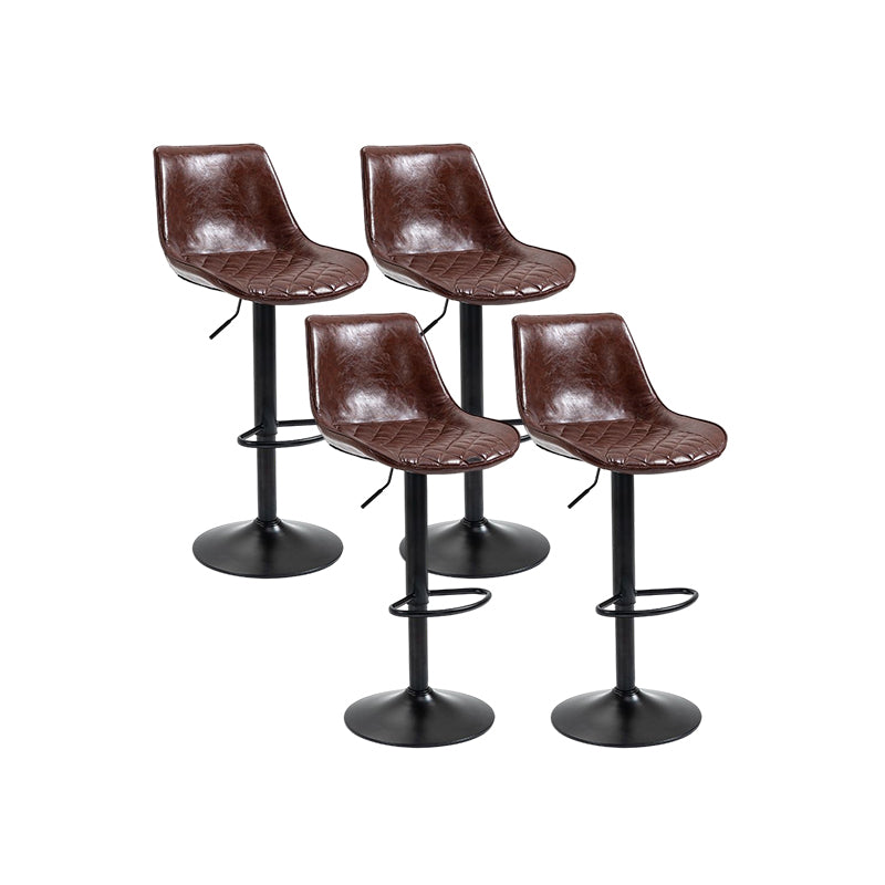 Industrial Bar and Counter Stool Adjustable Height Stool with Pedestal Base in Black Yellow-Brown 4 Piece Set Bar Stool(30"H) Clearhalo 'Bar Furniture' 'Bar Stools' 'bar_stools' 'furn' 'furn_bar_stools' 'Furniture' 'furniture_bar_stools' 'Kitchen & Dining Furniture' 4830190