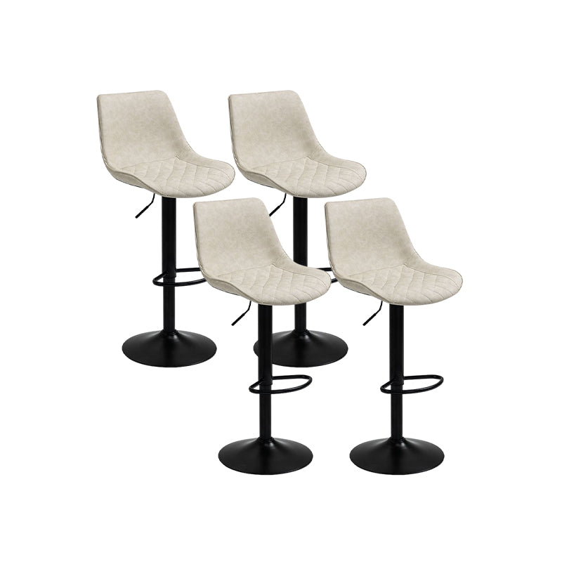 Industrial Bar and Counter Stool Adjustable Height Stool with Pedestal Base in Black Off-White 4 Piece Set Bar Stool(30"H) Clearhalo 'Bar Furniture' 'Bar Stools' 'bar_stools' 'furn' 'furn_bar_stools' 'Furniture' 'furniture_bar_stools' 'Kitchen & Dining Furniture' 4830191