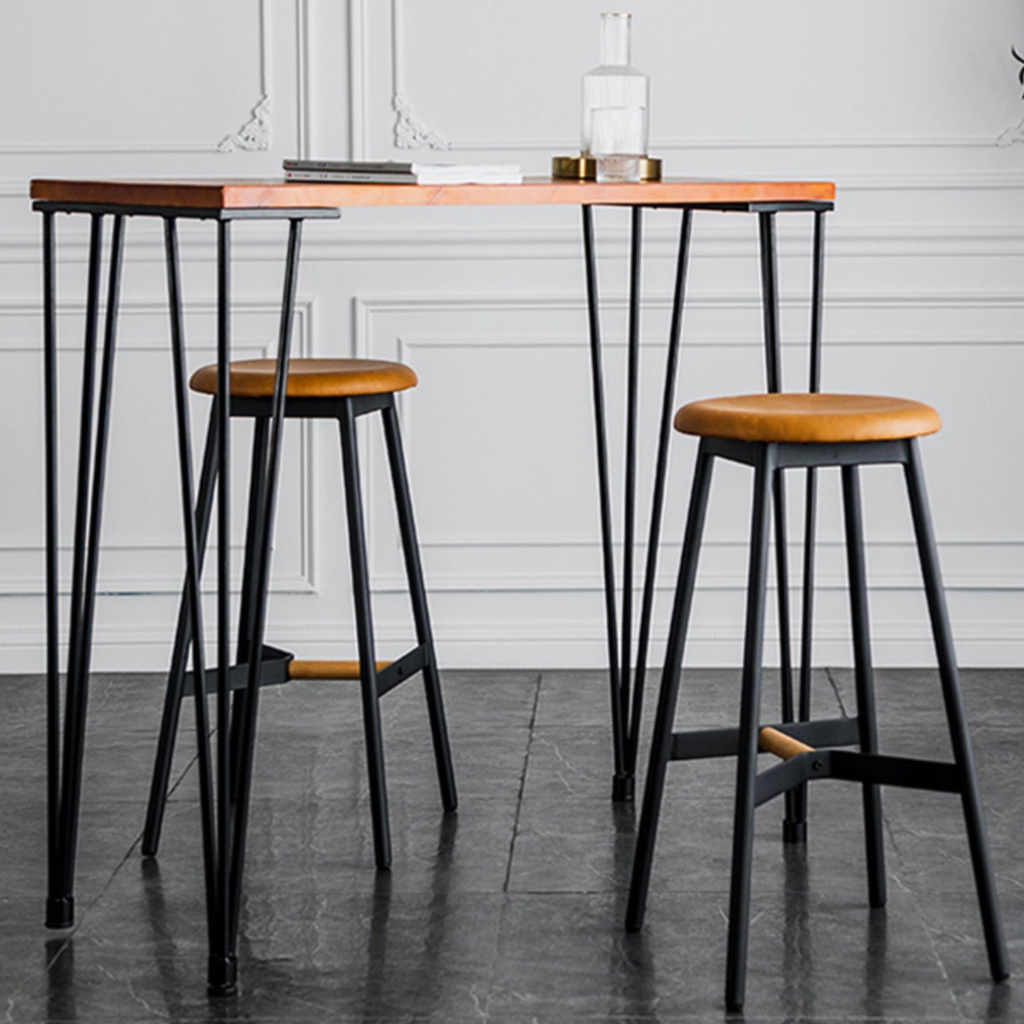 Industrial Backless Bar-stool PU Leather Bar Stool with Metal Legs Clearhalo 'Bar Furniture' 'Bar Stools' 'bar_stools' 'Furniture' 'furniture_bar_stools' 'Kitchen & Dining Furniture' 4830201