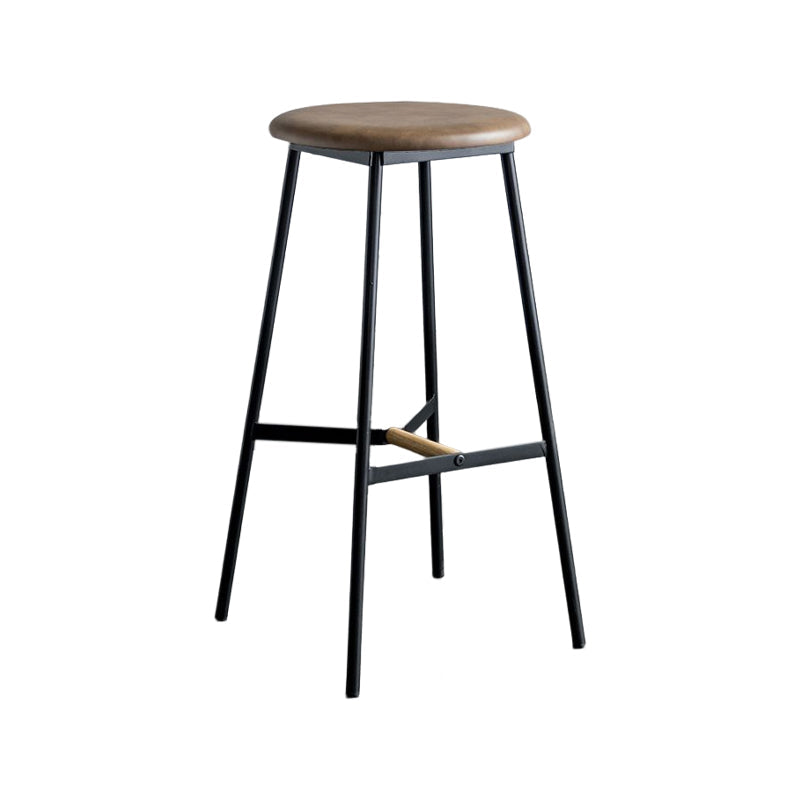 Industrial Backless Bar-stool PU Leather Bar Stool with Metal Legs Clearhalo 'Bar Furniture' 'Bar Stools' 'bar_stools' 'Furniture' 'furniture_bar_stools' 'Kitchen & Dining Furniture' 4830202