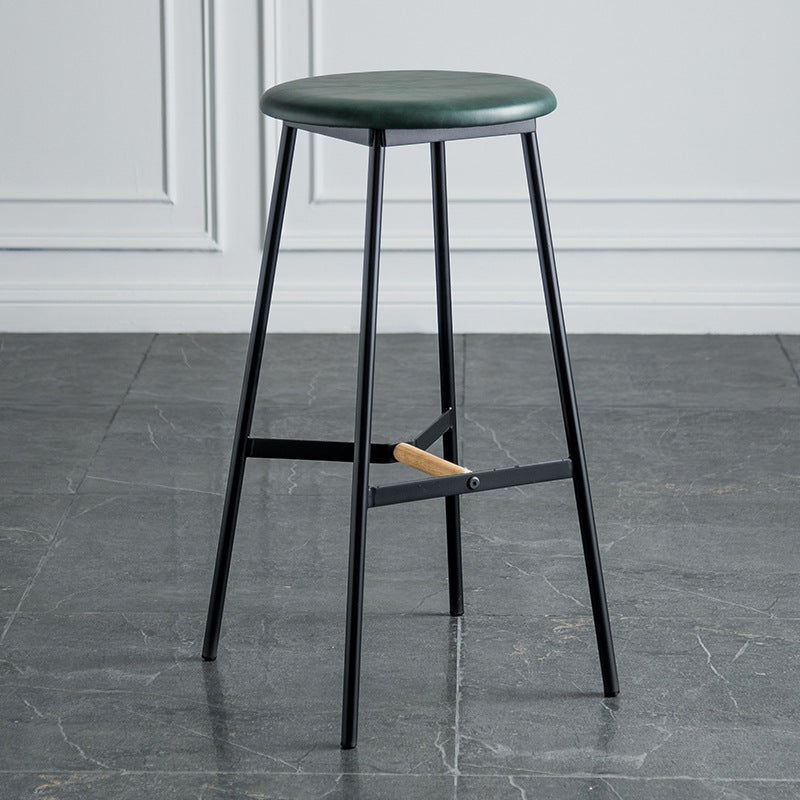 Industrial Backless Bar-stool PU Leather Bar Stool with Metal Legs Green 1 Piece Bar Stool(30"H) Clearhalo 'Bar Furniture' 'Bar Stools' 'bar_stools' 'Furniture' 'furniture_bar_stools' 'Kitchen & Dining Furniture' 4830216