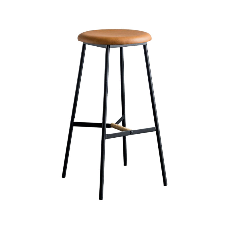 Industrial Backless Bar-stool PU Leather Bar Stool with Metal Legs Clearhalo 'Bar Furniture' 'Bar Stools' 'bar_stools' 'Furniture' 'furniture_bar_stools' 'Kitchen & Dining Furniture' 4830217