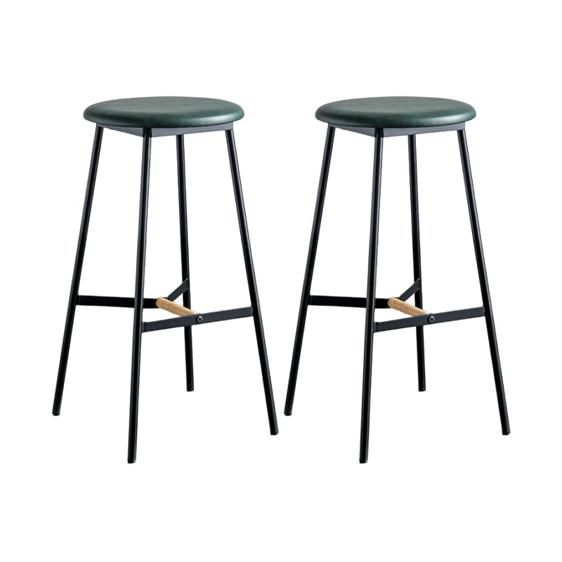Industrial Backless Bar-stool PU Leather Bar Stool with Metal Legs Green Set of 2 Bar Stool(30"H) Clearhalo 'Bar Furniture' 'Bar Stools' 'bar_stools' 'Furniture' 'furniture_bar_stools' 'Kitchen & Dining Furniture' 4830234