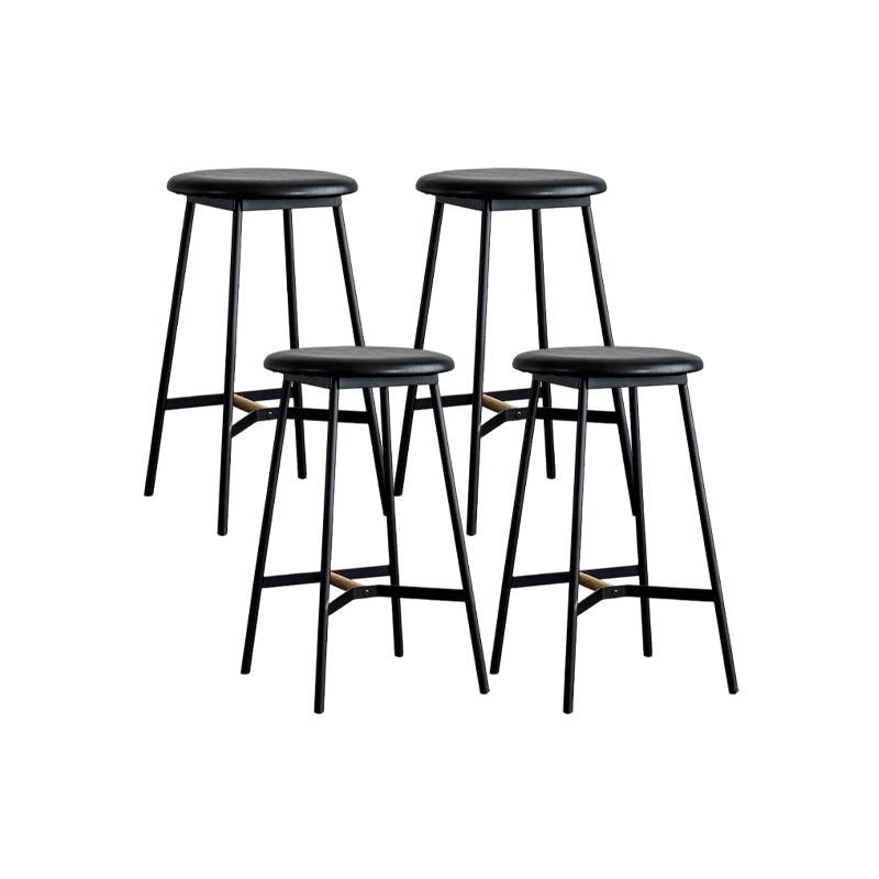 Industrial Backless Bar-stool PU Leather Bar Stool with Metal Legs Black Set of 4 Counter Stool(26"H) Clearhalo 'Bar Furniture' 'Bar Stools' 'bar_stools' 'Furniture' 'furniture_bar_stools' 'Kitchen & Dining Furniture' 4830237