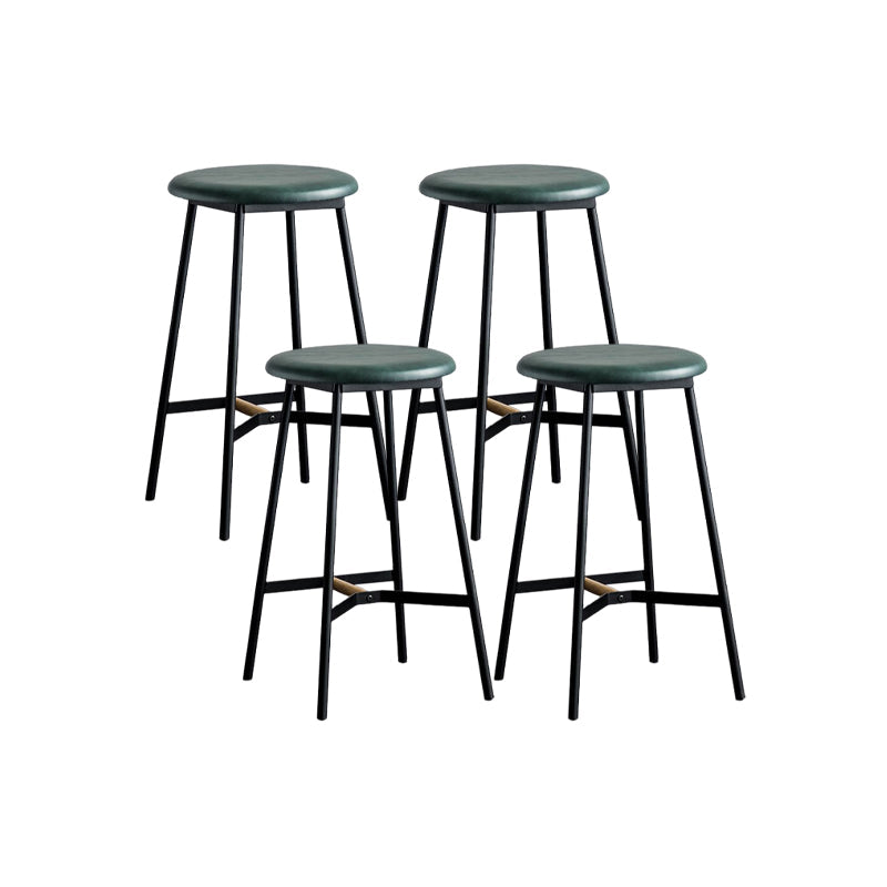 Industrial Backless Bar-stool PU Leather Bar Stool with Metal Legs Green Set of 4 Counter Stool(26"H) Clearhalo 'Bar Furniture' 'Bar Stools' 'bar_stools' 'Furniture' 'furniture_bar_stools' 'Kitchen & Dining Furniture' 4830241