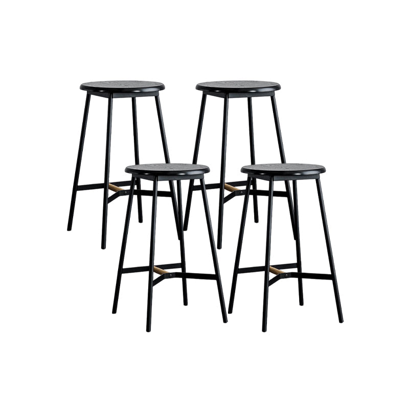 Industrial Backless Bar-stool PU Leather Bar Stool with Metal Legs Textured Black Set of 4 Counter Stool(26"H) Clearhalo 'Bar Furniture' 'Bar Stools' 'bar_stools' 'Furniture' 'furniture_bar_stools' 'Kitchen & Dining Furniture' 4830242