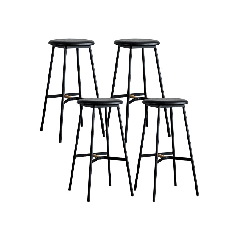 Industrial Backless Bar-stool PU Leather Bar Stool with Metal Legs Black Set of 4 Bar Stool(30"H) Clearhalo 'Bar Furniture' 'Bar Stools' 'bar_stools' 'Furniture' 'furniture_bar_stools' 'Kitchen & Dining Furniture' 4830244