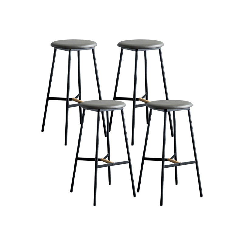 Industrial Backless Bar-stool PU Leather Bar Stool with Metal Legs Grey Set of 4 Bar Stool(30"H) Clearhalo 'Bar Furniture' 'Bar Stools' 'bar_stools' 'Furniture' 'furniture_bar_stools' 'Kitchen & Dining Furniture' 4830245