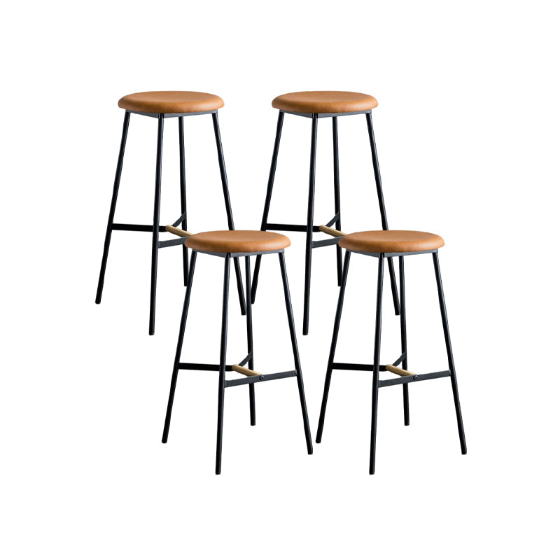 Industrial Backless Bar-stool PU Leather Bar Stool with Metal Legs Brown Set of 4 Bar Stool(30"H) Clearhalo 'Bar Furniture' 'Bar Stools' 'bar_stools' 'Furniture' 'furniture_bar_stools' 'Kitchen & Dining Furniture' 4830246