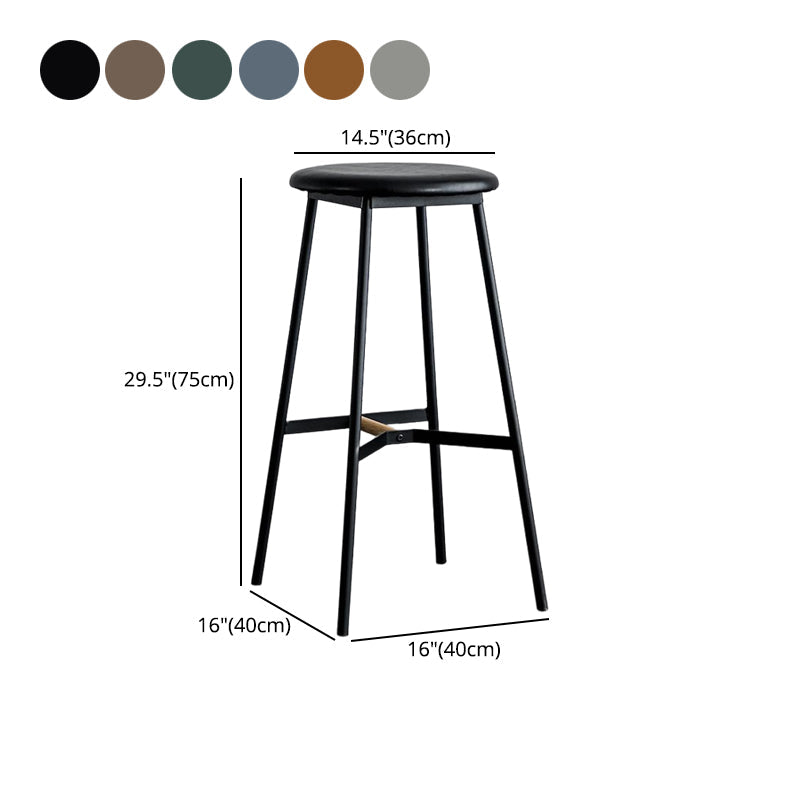 Industrial Backless Bar-stool PU Leather Bar Stool with Metal Legs Clearhalo 'Bar Furniture' 'Bar Stools' 'bar_stools' 'Furniture' 'furniture_bar_stools' 'Kitchen & Dining Furniture' 4830251