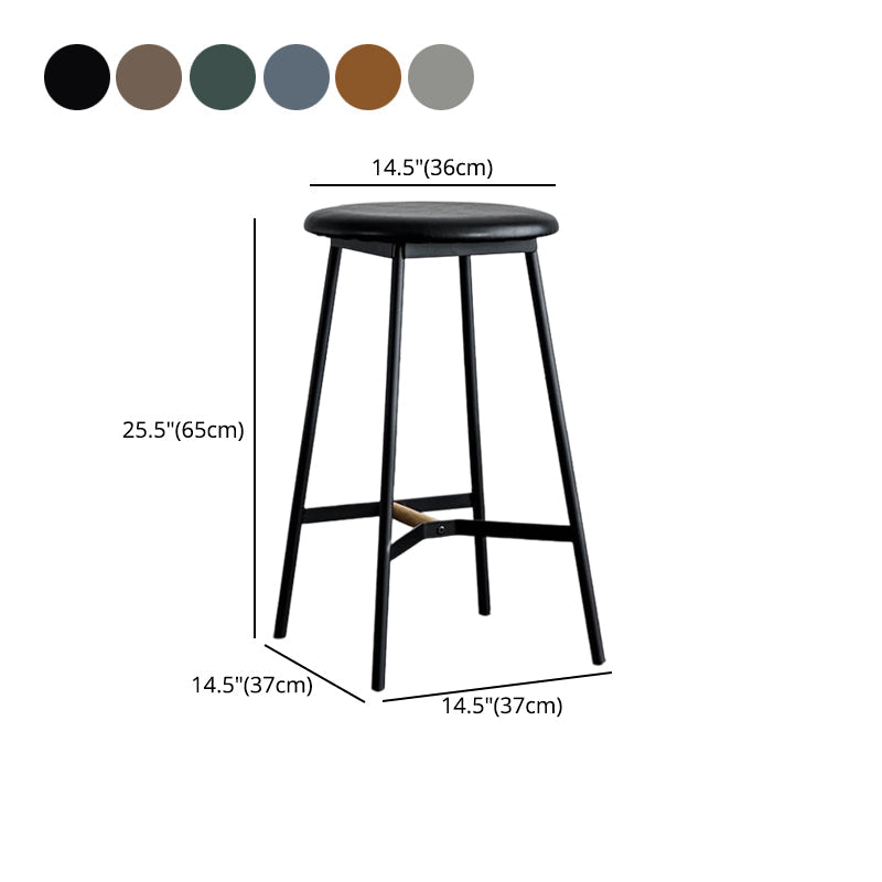 Industrial Backless Bar-stool PU Leather Bar Stool with Metal Legs Clearhalo 'Bar Furniture' 'Bar Stools' 'bar_stools' 'Furniture' 'furniture_bar_stools' 'Kitchen & Dining Furniture' 4830252