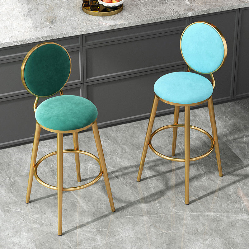 Nordic Style Bar-stool Round Counter Bar Stool with Metal Legs Clearhalo 'Bar Furniture' 'Bar Stools' 'bar_stools' 'furn' 'furn_bar_stools' 'Furniture' 'furniture_bar_stools' 'Kitchen & Dining Furniture' 4830257