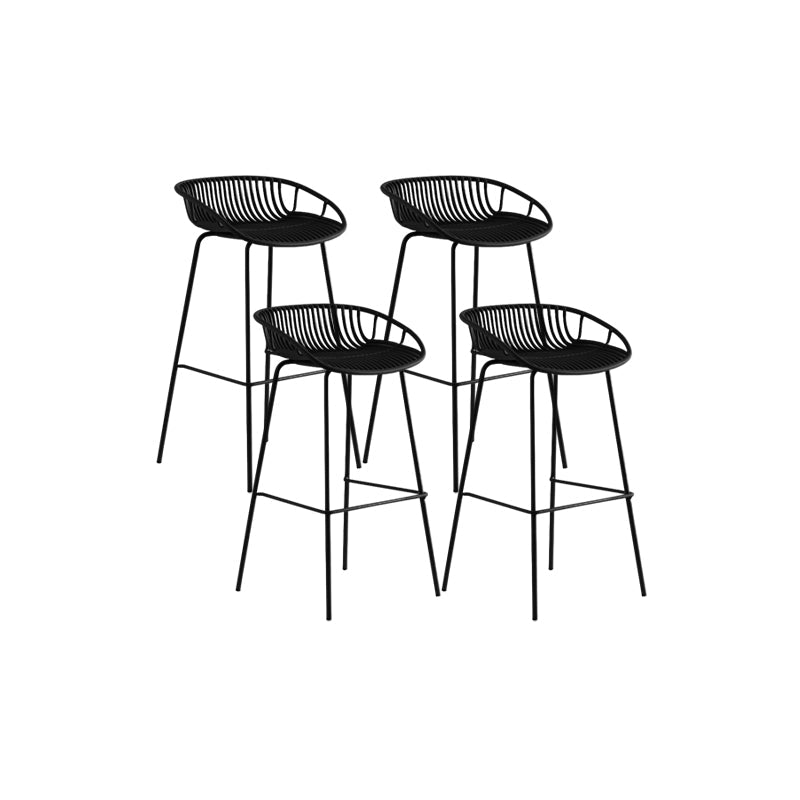 Contemporary Metal Bar Stool Bucket Counter Bar Stool with Metal Legs Black 4 Piece Set Clearhalo 'Bar Furniture' 'Bar Stools' 'bar_stools' 'furn' 'furn_bar_stools' 'Furniture' 'furniture_bar_stools' 'Kitchen & Dining Furniture' 4830288