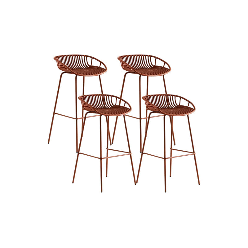 Contemporary Metal Bar Stool Bucket Counter Bar Stool with Metal Legs Orange 4 Piece Set Clearhalo 'Bar Furniture' 'Bar Stools' 'bar_stools' 'furn' 'furn_bar_stools' 'Furniture' 'furniture_bar_stools' 'Kitchen & Dining Furniture' 4830291