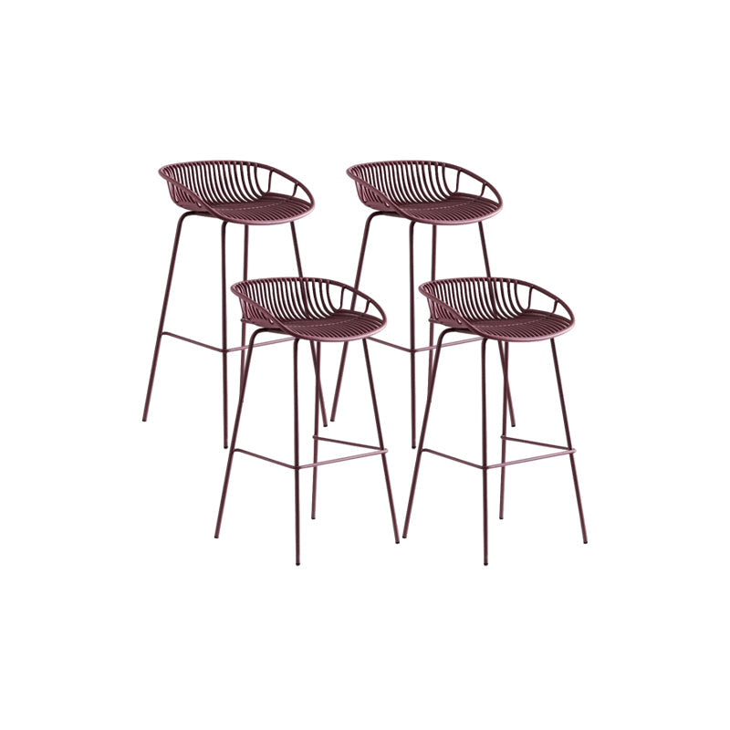 Contemporary Metal Bar Stool Bucket Counter Bar Stool with Metal Legs Purple 4 Piece Set Clearhalo 'Bar Furniture' 'Bar Stools' 'bar_stools' 'furn' 'furn_bar_stools' 'Furniture' 'furniture_bar_stools' 'Kitchen & Dining Furniture' 4830296