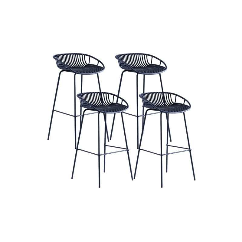 Contemporary Metal Bar Stool Bucket Counter Bar Stool with Metal Legs Gray Blue 4 Piece Set Clearhalo 'Bar Furniture' 'Bar Stools' 'bar_stools' 'furn' 'furn_bar_stools' 'Furniture' 'furniture_bar_stools' 'Kitchen & Dining Furniture' 4830299