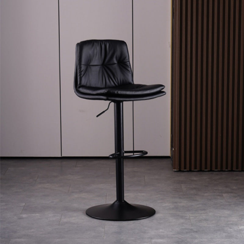 Contemporary Liftable Bar-stool PU Leather Bar Stool with Metal Legs Black Black 1 Piece Clearhalo 'Bar Furniture' 'Bar Stools' 'bar_stools' 'furn' 'furn_bar_stools' 'Furniture' 'furniture_bar_stools' 'Kitchen & Dining Furniture' 4830313