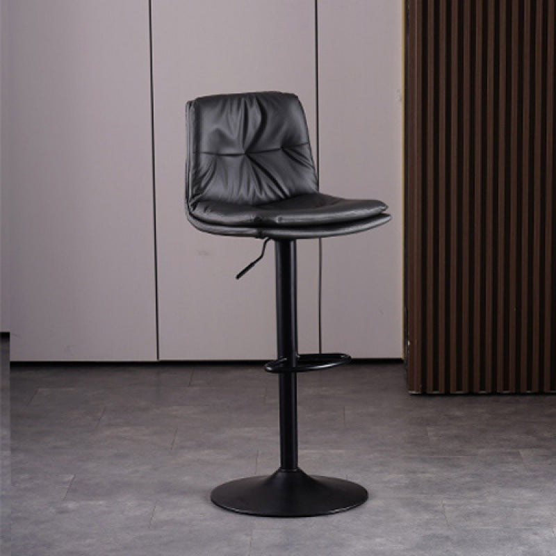 Contemporary Liftable Bar-stool PU Leather Bar Stool with Metal Legs Dark Gray Black 1 Piece Clearhalo 'Bar Furniture' 'Bar Stools' 'bar_stools' 'furn' 'furn_bar_stools' 'Furniture' 'furniture_bar_stools' 'Kitchen & Dining Furniture' 4830315