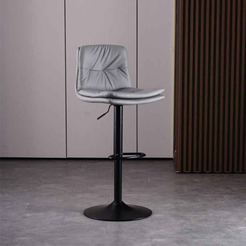 Contemporary Liftable Bar-stool PU Leather Bar Stool with Metal Legs Light Gray Black 1 Piece Clearhalo 'Bar Furniture' 'Bar Stools' 'bar_stools' 'furn' 'furn_bar_stools' 'Furniture' 'furniture_bar_stools' 'Kitchen & Dining Furniture' 4830317