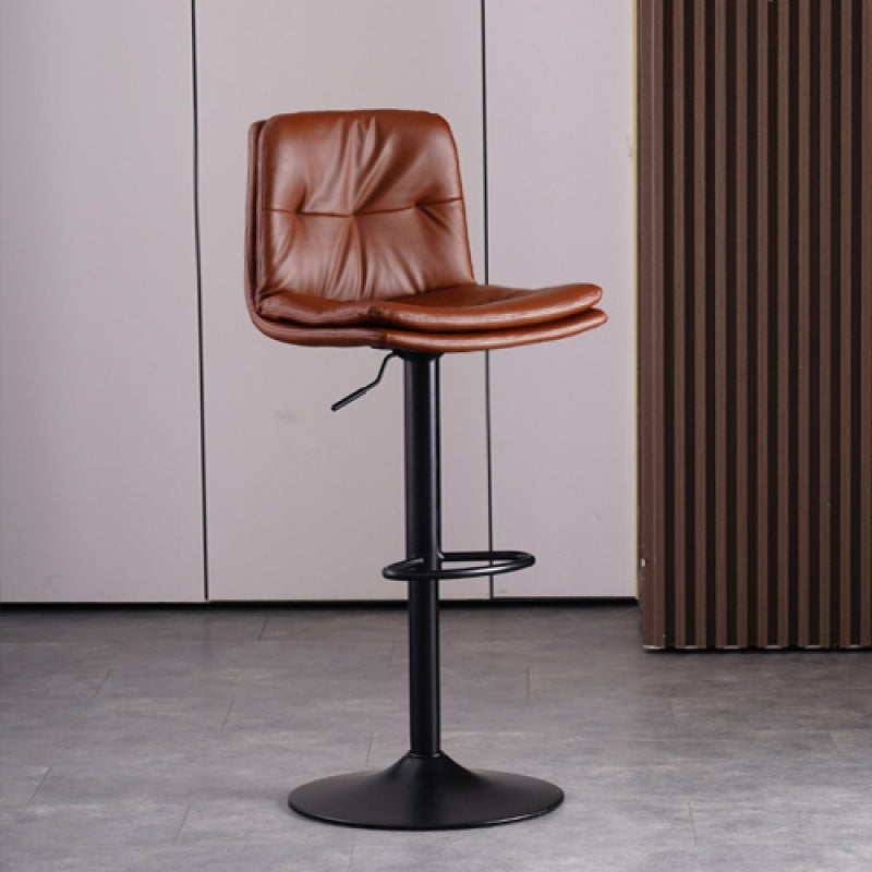 Contemporary Liftable Bar-stool PU Leather Bar Stool with Metal Legs Brown Black 1 Piece Clearhalo 'Bar Furniture' 'Bar Stools' 'bar_stools' 'furn' 'furn_bar_stools' 'Furniture' 'furniture_bar_stools' 'Kitchen & Dining Furniture' 4830319