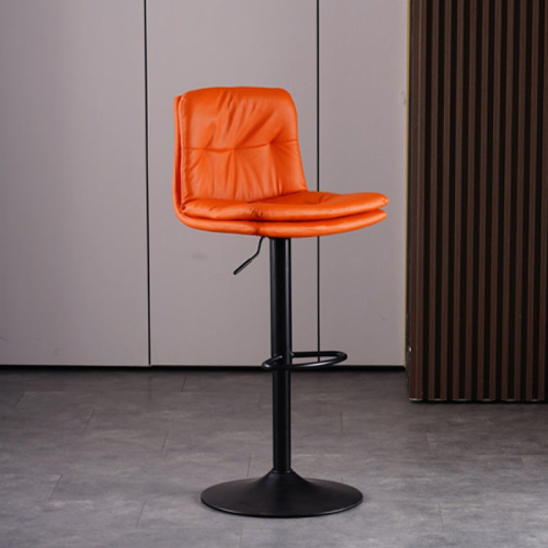 Contemporary Liftable Bar-stool PU Leather Bar Stool with Metal Legs Orange Black 1 Piece Clearhalo 'Bar Furniture' 'Bar Stools' 'bar_stools' 'furn' 'furn_bar_stools' 'Furniture' 'furniture_bar_stools' 'Kitchen & Dining Furniture' 4830321