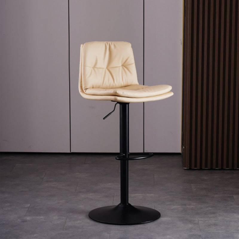 Contemporary Liftable Bar-stool PU Leather Bar Stool with Metal Legs Off-White Black 1 Piece Clearhalo 'Bar Furniture' 'Bar Stools' 'bar_stools' 'furn' 'furn_bar_stools' 'Furniture' 'furniture_bar_stools' 'Kitchen & Dining Furniture' 4830323