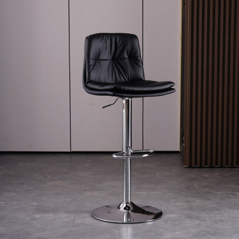 Contemporary Liftable Bar-stool PU Leather Bar Stool with Metal Legs Black Silver 1 Piece Clearhalo 'Bar Furniture' 'Bar Stools' 'bar_stools' 'furn' 'furn_bar_stools' 'Furniture' 'furniture_bar_stools' 'Kitchen & Dining Furniture' 4830325