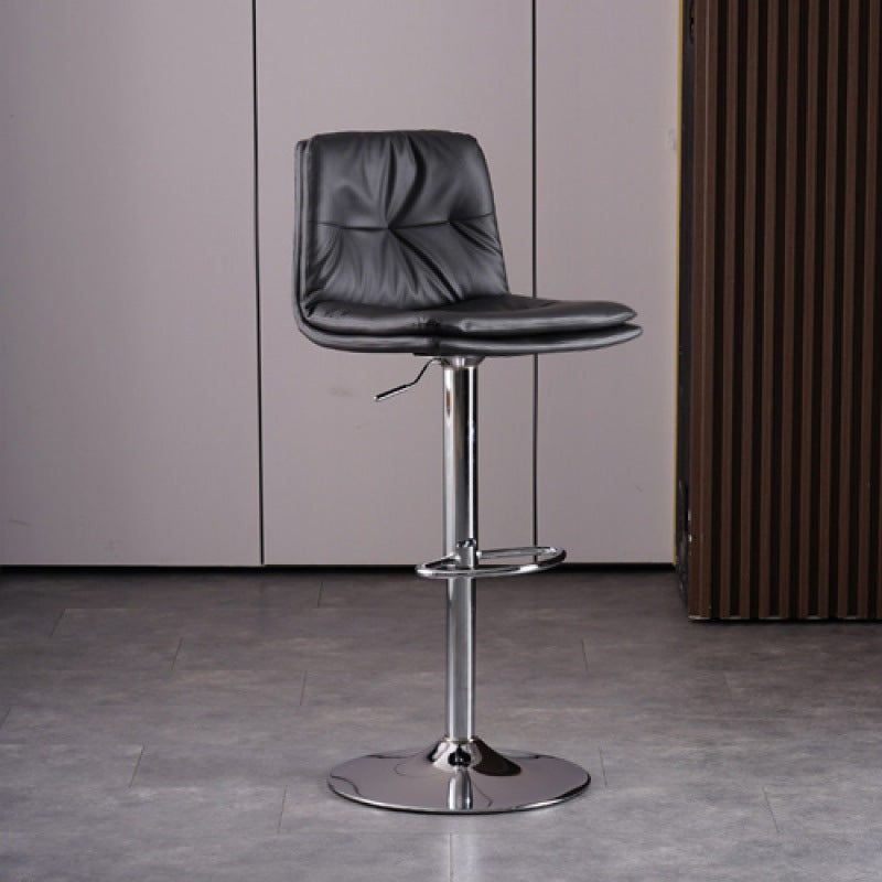 Contemporary Liftable Bar-stool PU Leather Bar Stool with Metal Legs Dark Gray Silver 1 Piece Clearhalo 'Bar Furniture' 'Bar Stools' 'bar_stools' 'furn' 'furn_bar_stools' 'Furniture' 'furniture_bar_stools' 'Kitchen & Dining Furniture' 4830326