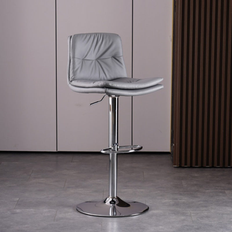 Contemporary Liftable Bar-stool PU Leather Bar Stool with Metal Legs Light Gray Silver 1 Piece Clearhalo 'Bar Furniture' 'Bar Stools' 'bar_stools' 'furn' 'furn_bar_stools' 'Furniture' 'furniture_bar_stools' 'Kitchen & Dining Furniture' 4830328
