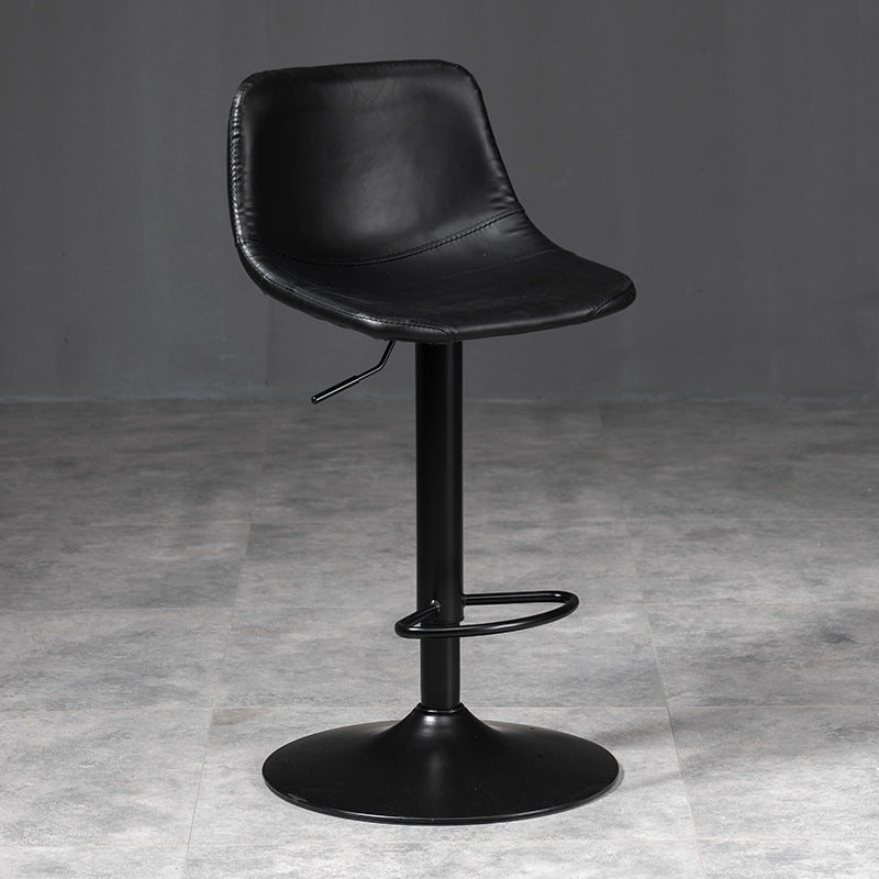 Contemporary Liftable Bar-stool Low Back Bar Stool with Metal Legs Black 1 Piece Clearhalo 'Bar Furniture' 'Bar Stools' 'bar_stools' 'furn' 'furn_bar_stools' 'Furniture' 'furniture_bar_stools' 'Kitchen & Dining Furniture' 4830341