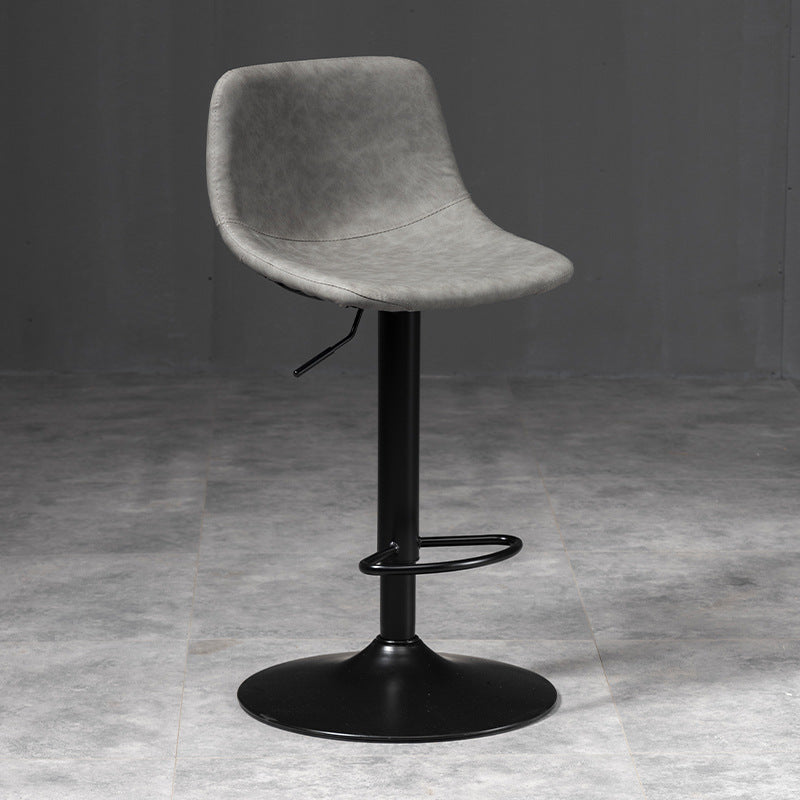 Contemporary Liftable Bar-stool Low Back Bar Stool with Metal Legs Grey 1 Piece Clearhalo 'Bar Furniture' 'Bar Stools' 'bar_stools' 'furn' 'furn_bar_stools' 'Furniture' 'furniture_bar_stools' 'Kitchen & Dining Furniture' 4830342