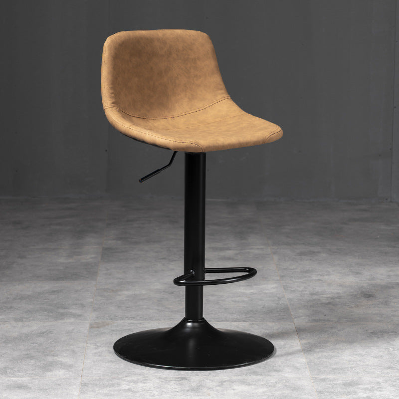 Contemporary Liftable Bar-stool Low Back Bar Stool with Metal Legs Brown 1 Piece Clearhalo 'Bar Furniture' 'Bar Stools' 'bar_stools' 'furn' 'furn_bar_stools' 'Furniture' 'furniture_bar_stools' 'Kitchen & Dining Furniture' 4830345