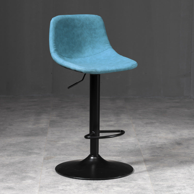 Contemporary Liftable Bar-stool Low Back Bar Stool with Metal Legs Blue 1 Piece Clearhalo 'Bar Furniture' 'Bar Stools' 'bar_stools' 'furn' 'furn_bar_stools' 'Furniture' 'furniture_bar_stools' 'Kitchen & Dining Furniture' 4830347