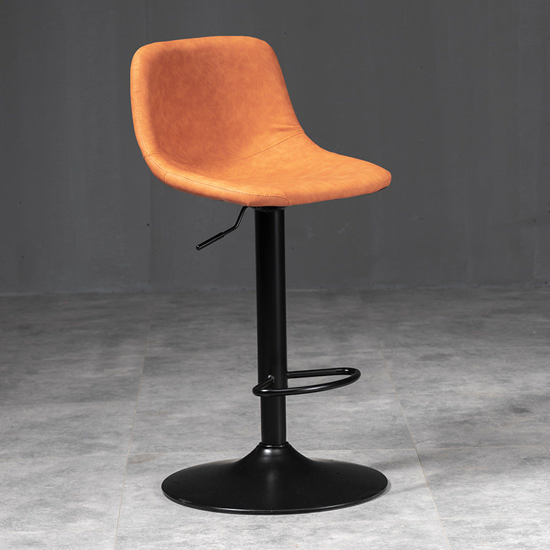 Contemporary Liftable Bar-stool Low Back Bar Stool with Metal Legs Orange 1 Piece Clearhalo 'Bar Furniture' 'Bar Stools' 'bar_stools' 'furn' 'furn_bar_stools' 'Furniture' 'furniture_bar_stools' 'Kitchen & Dining Furniture' 4830349