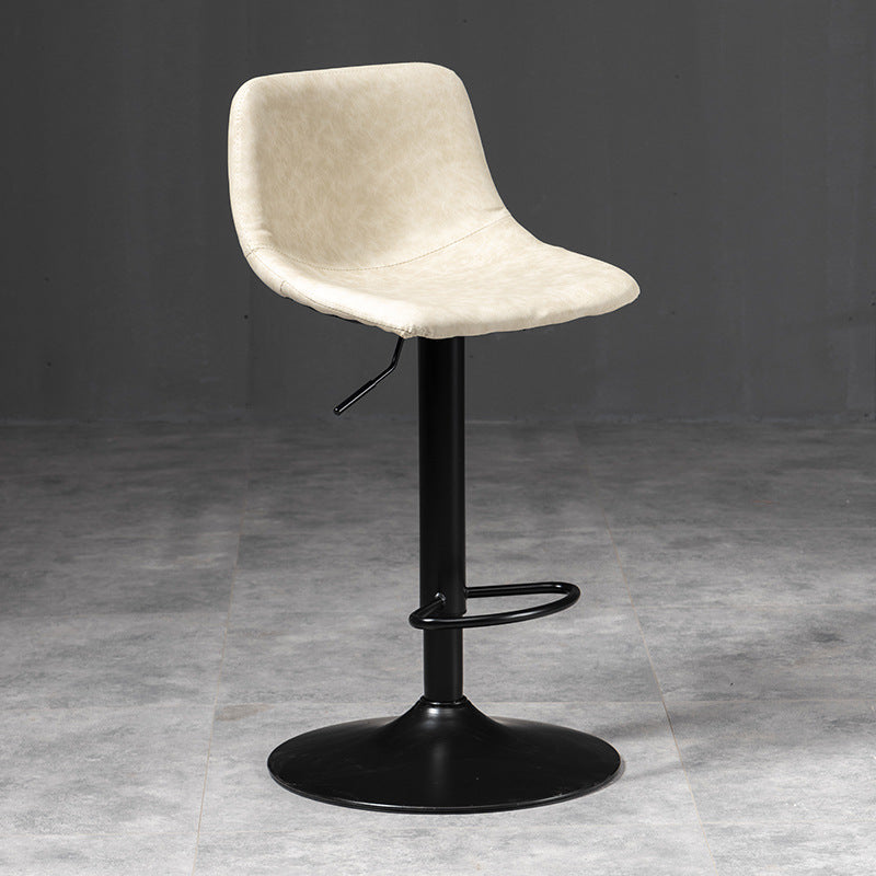 Contemporary Liftable Bar-stool Low Back Bar Stool with Metal Legs Off-White 1 Piece Clearhalo 'Bar Furniture' 'Bar Stools' 'bar_stools' 'furn' 'furn_bar_stools' 'Furniture' 'furniture_bar_stools' 'Kitchen & Dining Furniture' 4830351