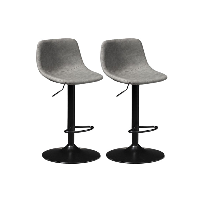 Contemporary Liftable Bar-stool Low Back Bar Stool with Metal Legs Grey 2 Piece Set Clearhalo 'Bar Furniture' 'Bar Stools' 'bar_stools' 'furn' 'furn_bar_stools' 'Furniture' 'furniture_bar_stools' 'Kitchen & Dining Furniture' 4830355