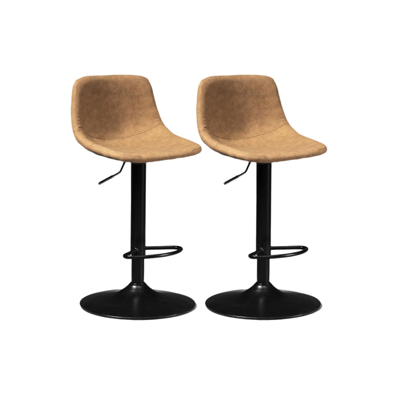 Contemporary Liftable Bar-stool Low Back Bar Stool with Metal Legs Brown 2 Piece Set Clearhalo 'Bar Furniture' 'Bar Stools' 'bar_stools' 'furn' 'furn_bar_stools' 'Furniture' 'furniture_bar_stools' 'Kitchen & Dining Furniture' 4830356