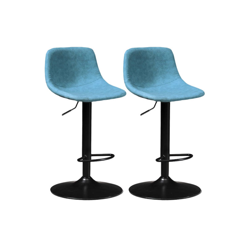Contemporary Liftable Bar-stool Low Back Bar Stool with Metal Legs Blue 2 Piece Set Clearhalo 'Bar Furniture' 'Bar Stools' 'bar_stools' 'furn' 'furn_bar_stools' 'Furniture' 'furniture_bar_stools' 'Kitchen & Dining Furniture' 4830359