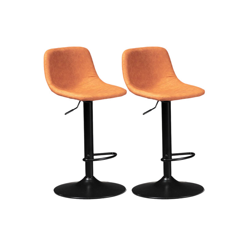 Contemporary Liftable Bar-stool Low Back Bar Stool with Metal Legs Orange 2 Piece Set Clearhalo 'Bar Furniture' 'Bar Stools' 'bar_stools' 'furn' 'furn_bar_stools' 'Furniture' 'furniture_bar_stools' 'Kitchen & Dining Furniture' 4830361