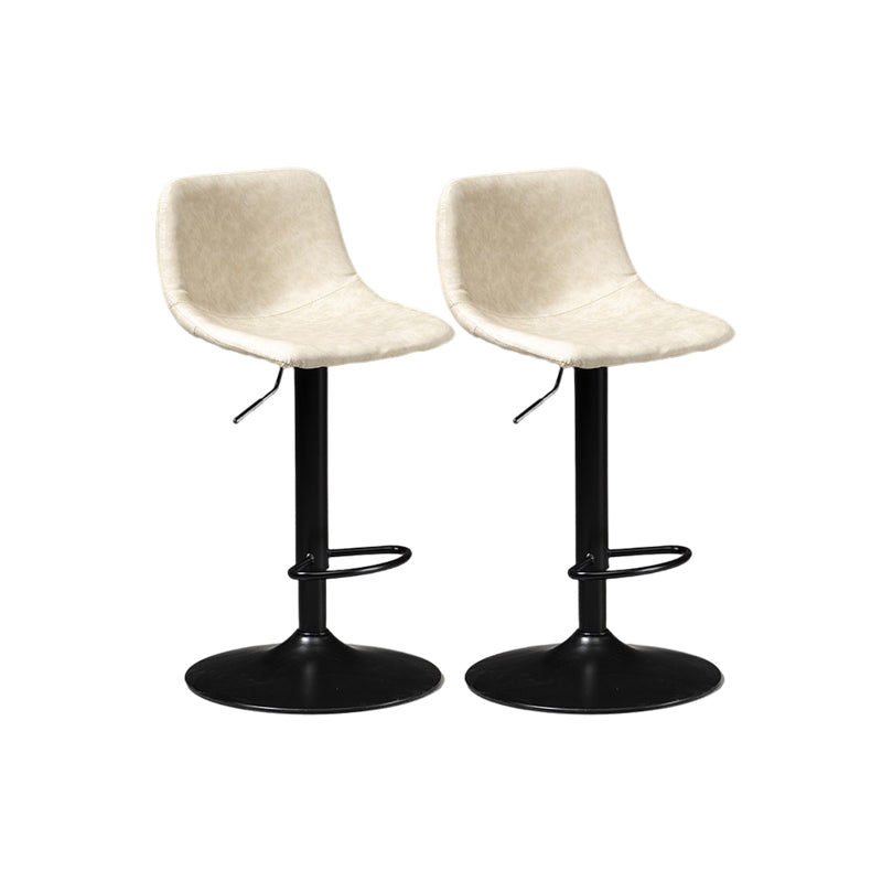 Contemporary Liftable Bar-stool Low Back Bar Stool with Metal Legs Off-White 2 Piece Set Clearhalo 'Bar Furniture' 'Bar Stools' 'bar_stools' 'furn' 'furn_bar_stools' 'Furniture' 'furniture_bar_stools' 'Kitchen & Dining Furniture' 4830362