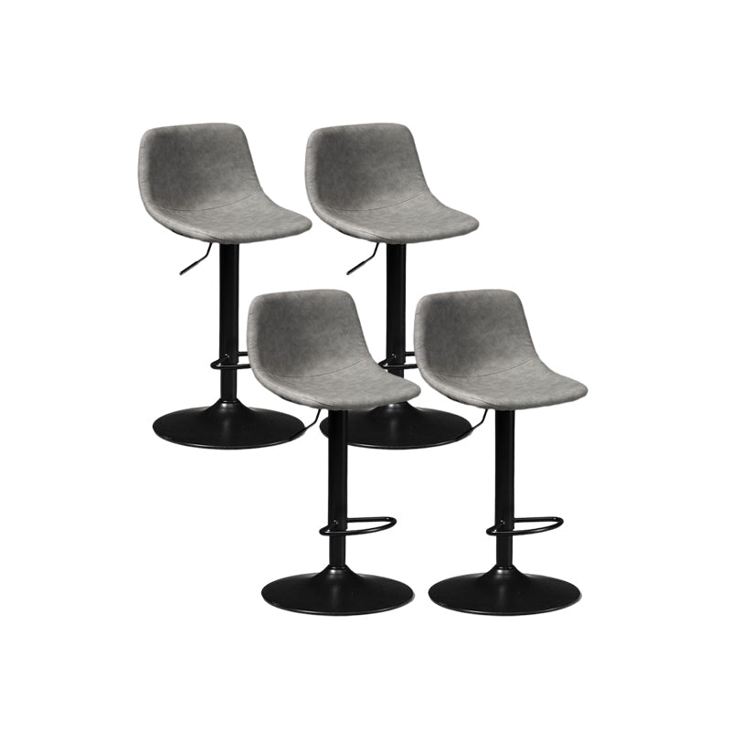 Contemporary Liftable Bar-stool Low Back Bar Stool with Metal Legs Grey 4 Piece Set Clearhalo 'Bar Furniture' 'Bar Stools' 'bar_stools' 'furn' 'furn_bar_stools' 'Furniture' 'furniture_bar_stools' 'Kitchen & Dining Furniture' 4830366